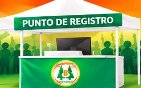 Carpa del punto de registro de la fiesta